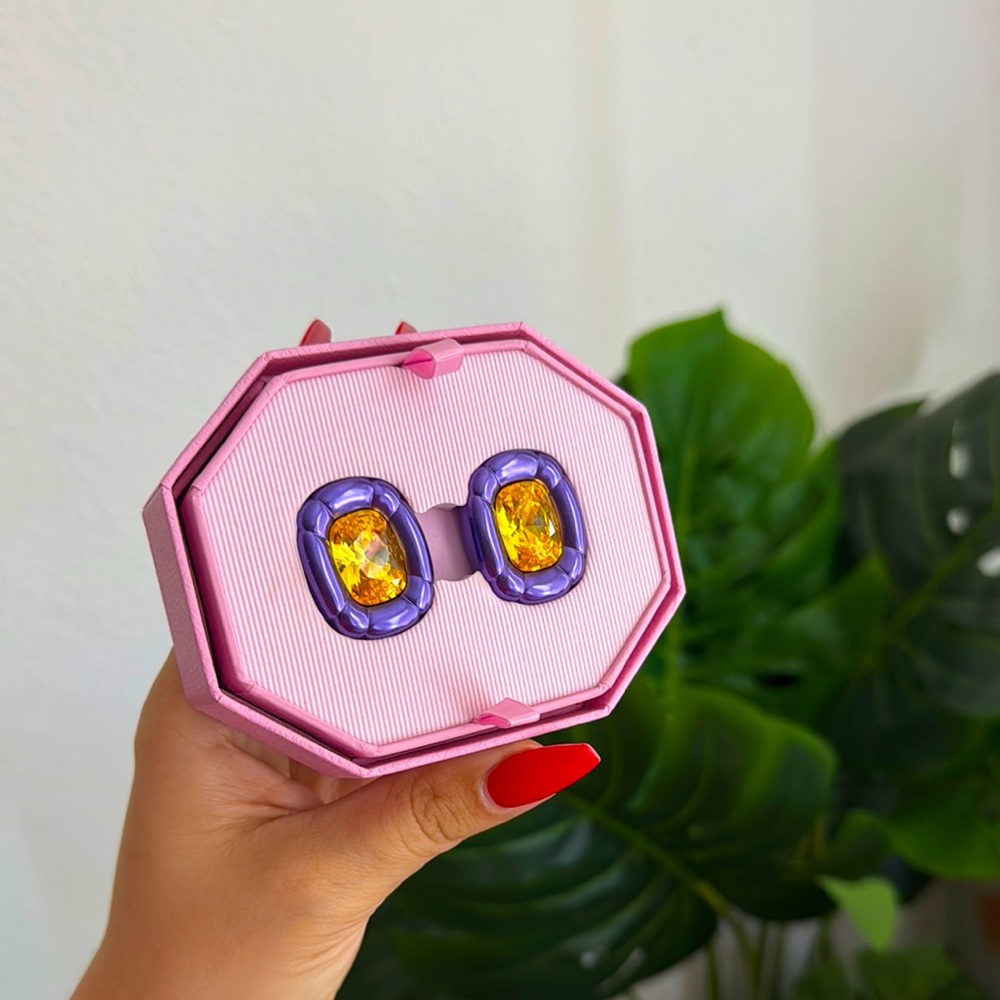 Swarovski Purple and Yellow Gemstone Earrings